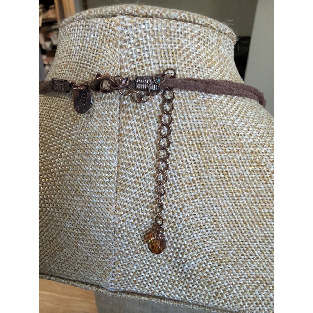 Jewelry Copper Tone Multi Strand Beaded Suede Cord Layered Necklace Boho - Picture 4 of 7